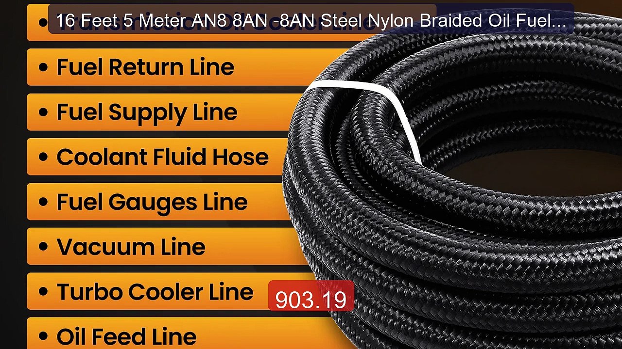 16 Feet 5 Meter AN8 8AN -8AN Steel Nylon Braided Oil Fuel Line... -- Best Buy 2026 | Great Quality!