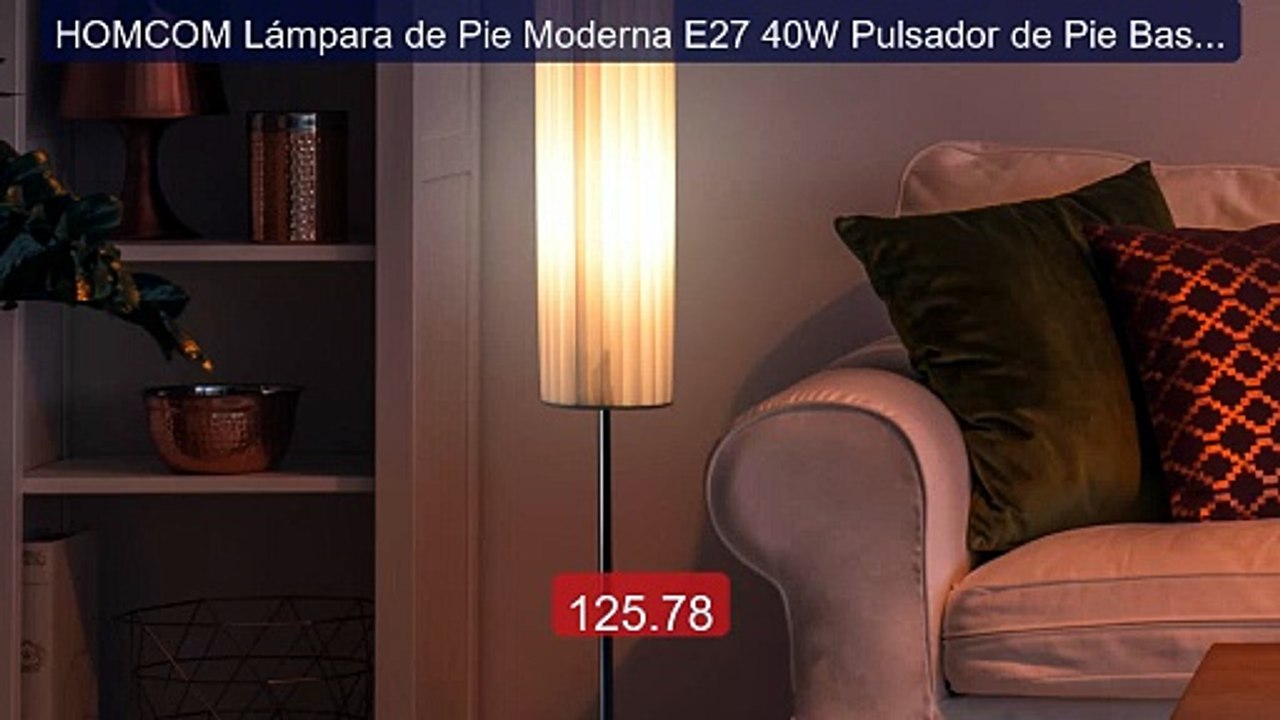 HOMCOM Lámpara de Pie Moderna E27 40W Pulsador de Pie Base de ... -- Best Buy 2026 | Great Quality!