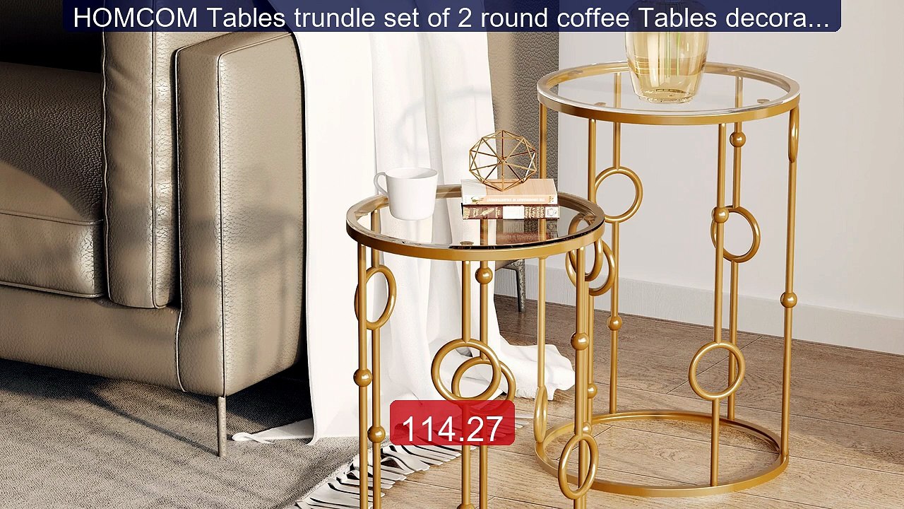 HOMCOM Tables trundle set of 2 round coffee Tables decoration ... -- Hot Deal 2026 | Limited Offer!