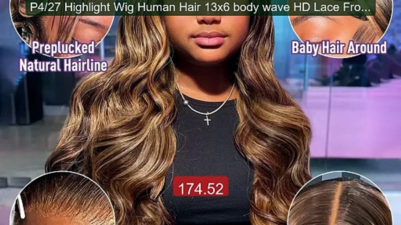 P4/27 Highlight Wig Human Hair 13x6 body wave HD Lace Front Wi... -- Best Buy 2026 | Great Quality!
