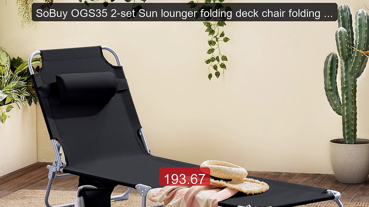 SoBuy OGS35 2-set Sun lounger folding deck chair folding pillow & s... -- Top Rated 2026 | Buy Now!