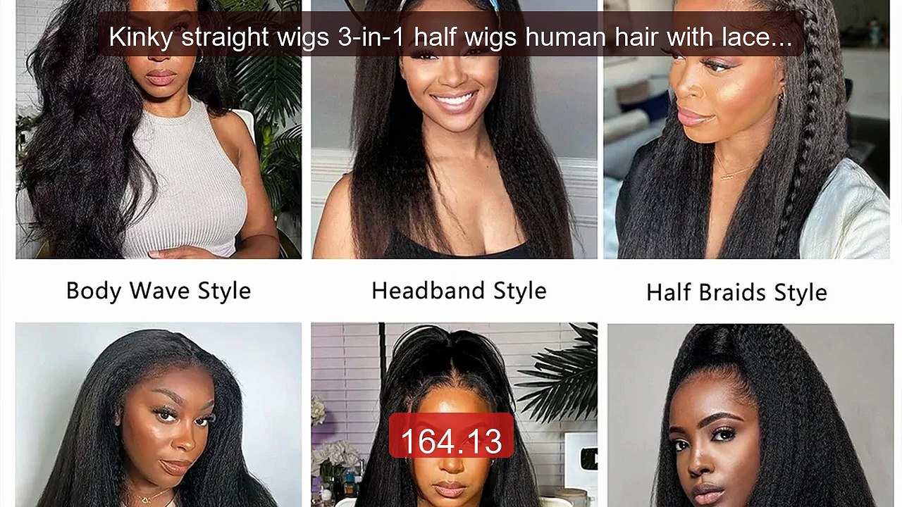 Kinky straight wigs 3-in-1 half wigs human hair with lace Fli... -- Amazing Value 2026 | Must Have!