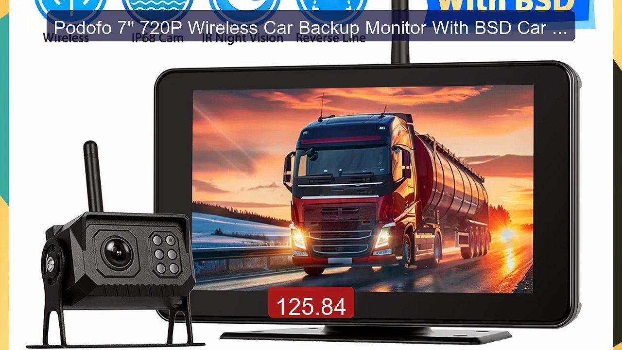 Podofo 7'' 720P Wireless Car Backup Monitor With BSD Car Re... -- Top Pick 2026 | Unbeatable Price!