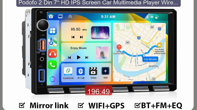 Podofo 2 Din 7'' HD IPS Screen Car Multimedia Player Wirele... Top Pick 2026 | Unbeatable Price!