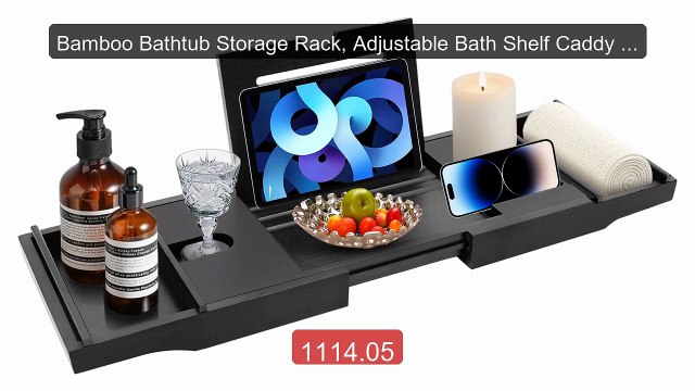 Bamboo Bathtub Storage Rack, Adjustable Bath Shelf Caddy Tray With... Best Deal 2026 | Shop Now!