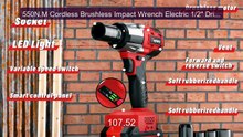 550N.M Cordless Brushless Impact Wrench Electric 1/2" Drill Sc... -- Hot Deal 2026 | Limited Offer!