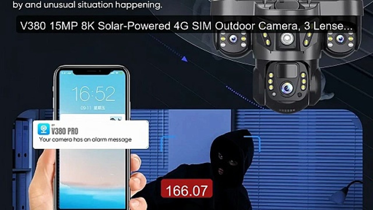 V380 15MP 8K Solar-Powered 4G SIM Outdoor Camera, 3 Lenses, 3... -- Amazing Value 2026 | Must Have!