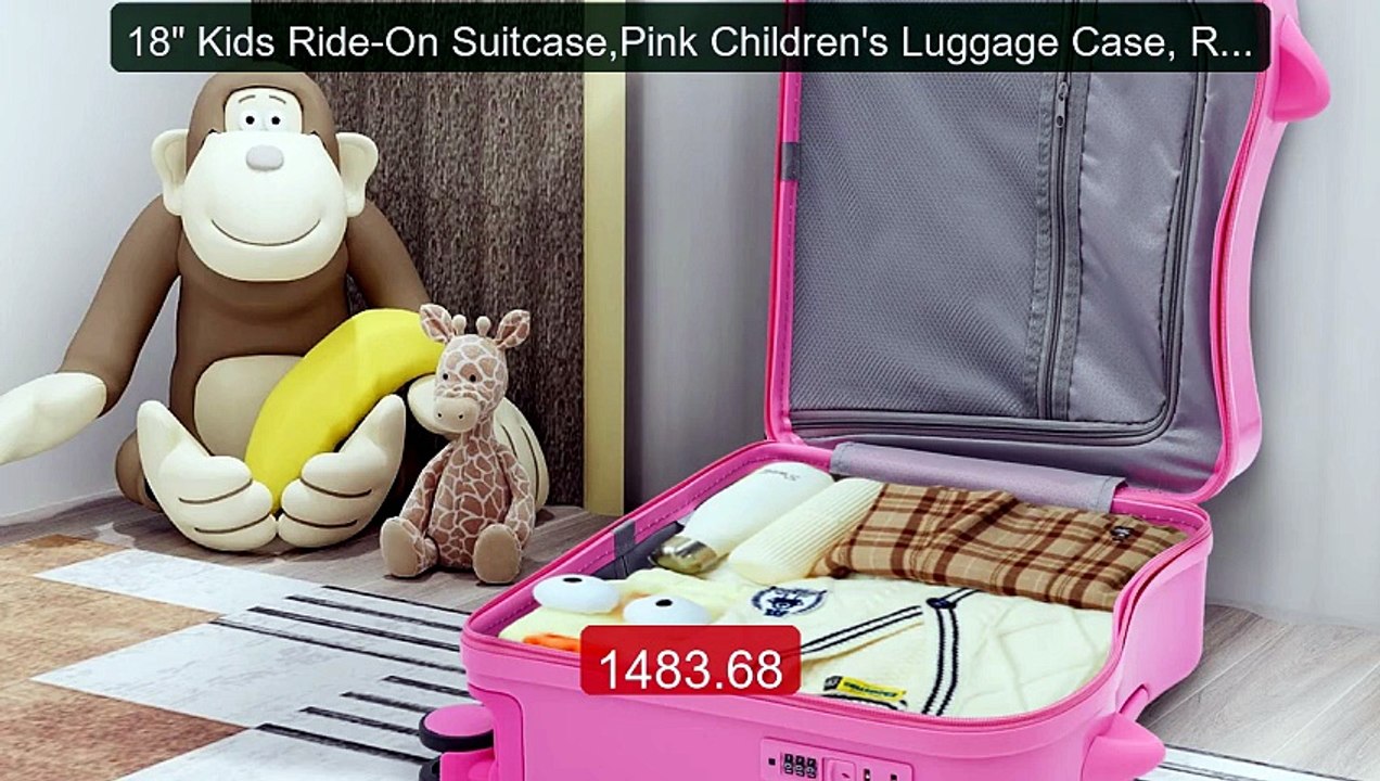 18" Kids Ride-On Suitcase,Pink Children's Luggage Case, Rol... -- Top Pick 2026 | Unbeatable Price!