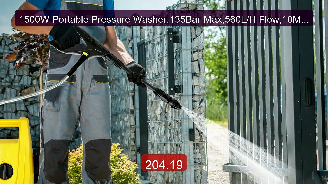 1500W Portable Pressure Washer,135Bar Max,560L/H Flow,10M Hose,4-in... -- Top Rated 2026 | Buy Now!