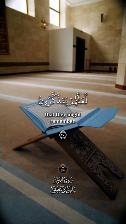 ﴿ وَلَقَدْ ضَرَبْنَا لِلنَّاسِ فِي هَٰذَا الْقُرْآنِ مِنْ كُلِّ مَثَلٍ لَعَلَّهُمْ يَتَذَكَّرُونَ ﴾