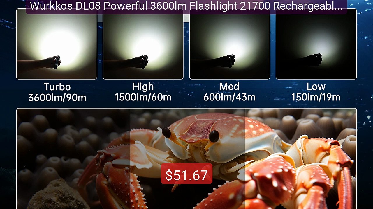 Wurkkos DL08 Powerful 3600lm Flashlight 21700 Rechargeable Diving L... -- Top Rated 2026 | Buy Now!