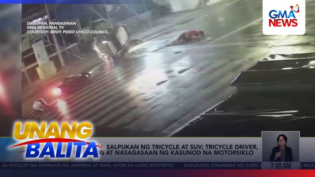 Huli-cam - Salpukan ng tricycle at SUV; tricycle driver, nahulog at nasagasaan ng kasunod na motorsiklo | Unang Balita