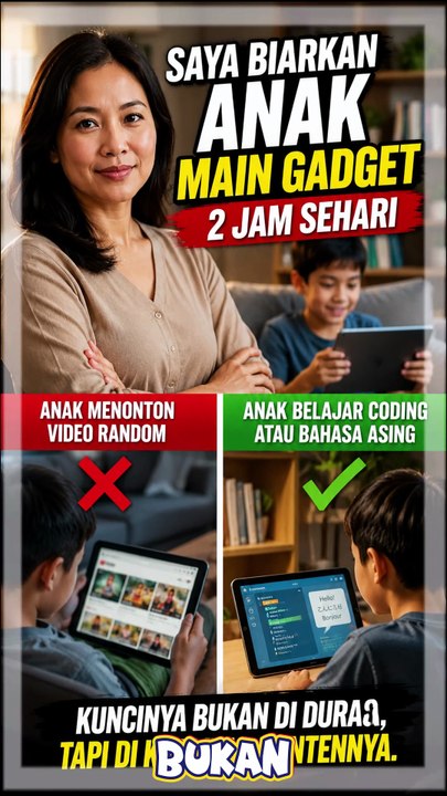 Kenapa saya membiarkan anak saya main gadget 2 jam sehari
