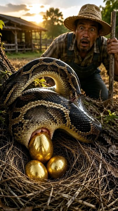 🐍🥚✨ A snake laying a golden egg_ That's one wild surprise! 👀💛 #GoldenEgg #Snake #AnimalAdventure