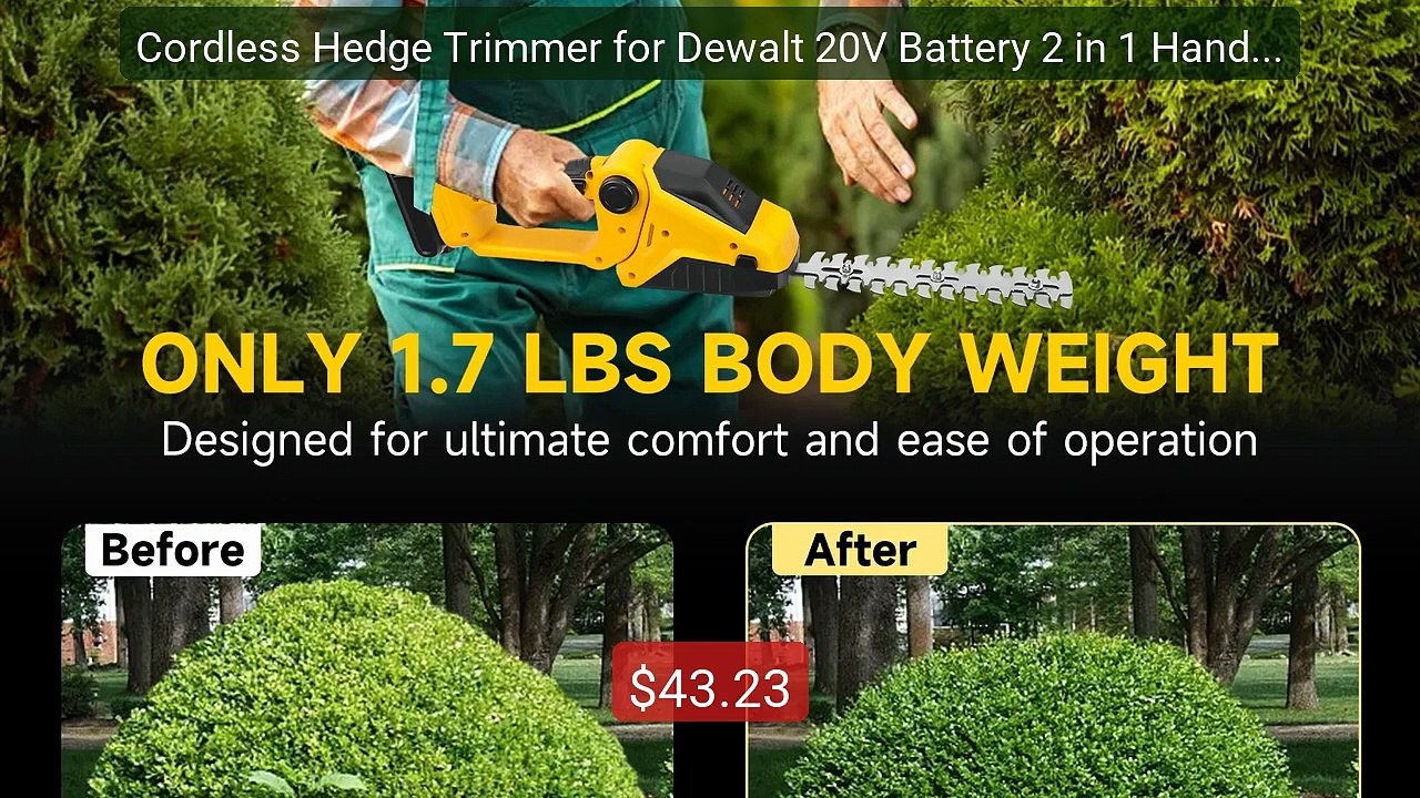 Cordless Hedge Trimmer for Dewalt 20V Battery 2 in 1 Handhe... -- Top Pick 2026 | Unbeatable Price!