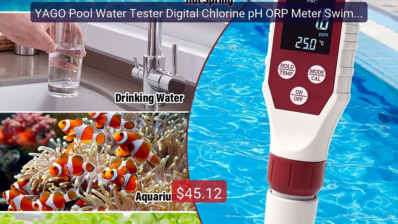 YAGO Pool Water Tester Digital Chlorine pH ORP Meter Swimming ... -- Best Buy 2026 | Great Quality!