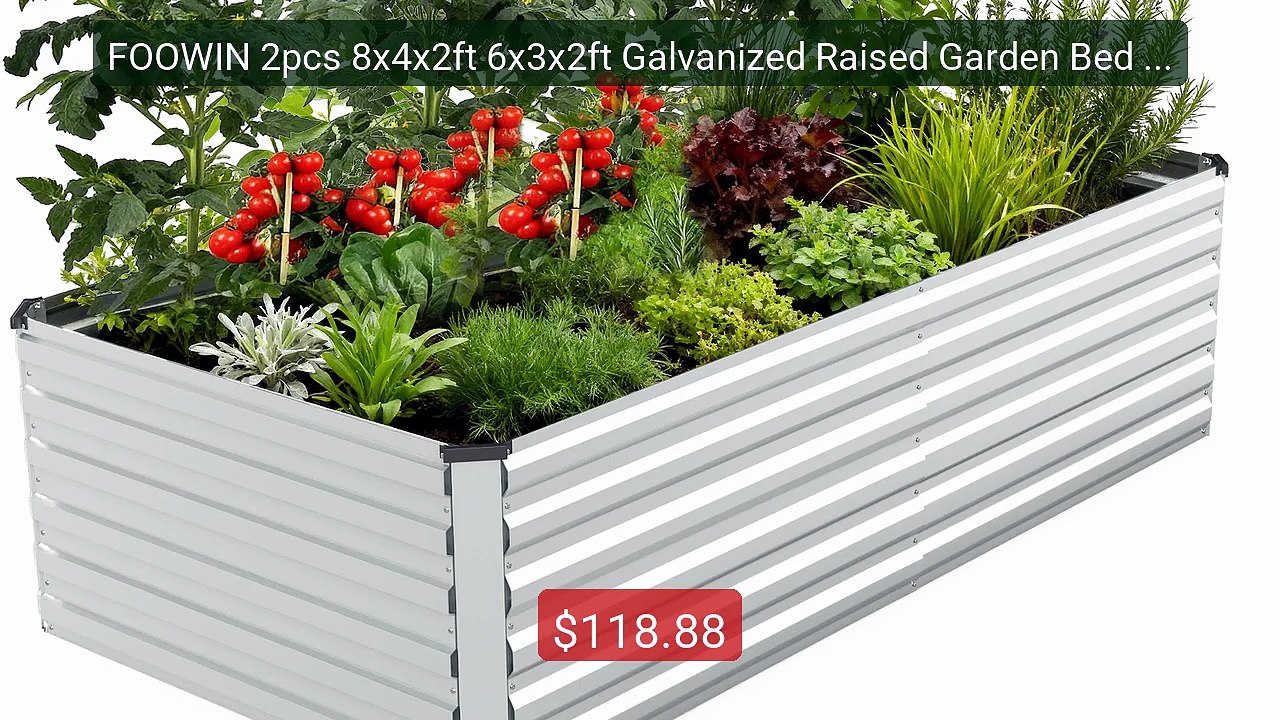 FOOWIN 2pcs 8x4x2ft 6x3x2ft Galvanized Raised Garden Bed Larg... -- Amazing Value 2026 | Must Have!