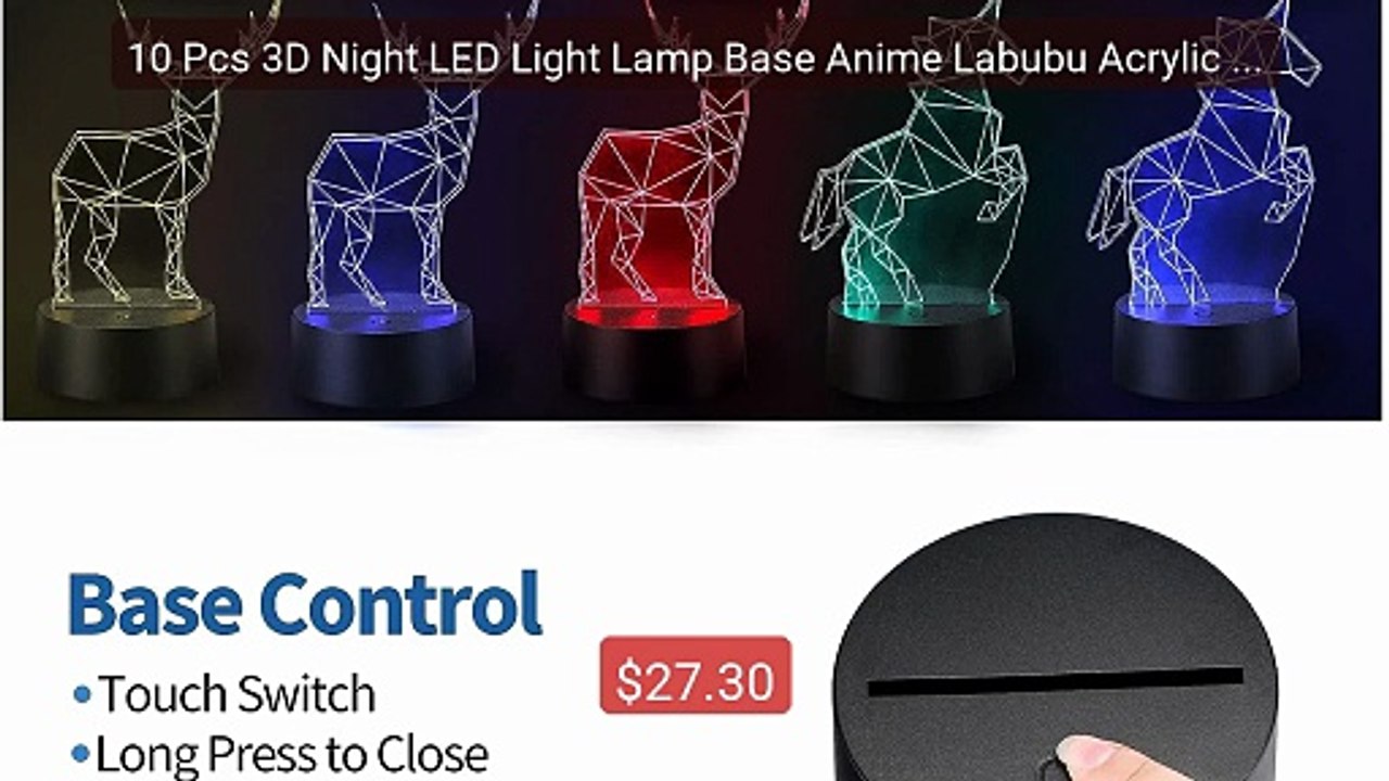 10 Pcs 3D Night LED Light Lamp Base Anime Labubu Acrylic Decorative... -- Top Rated 2026 | Buy Now!