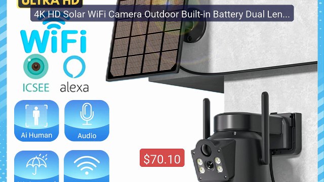 4K HD Solar WiFi Camera Outdoor Built-in Battery Dual Lens Rec... Hot Deal 2026 | Limited Offer!