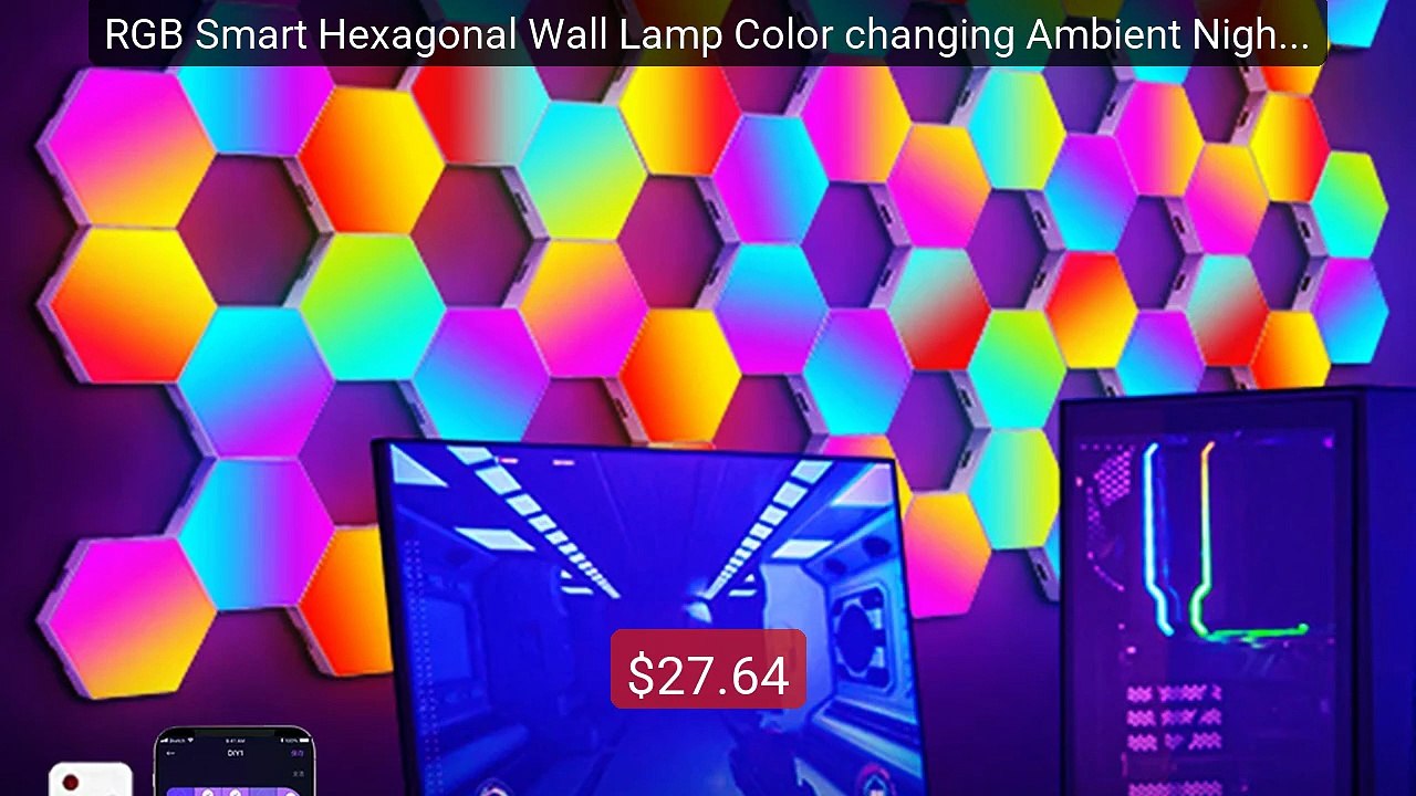 RGB Smart Hexagonal Wall Lamp Color changing Ambient Night Light D... -- Best Deal 2026 | Shop Now!