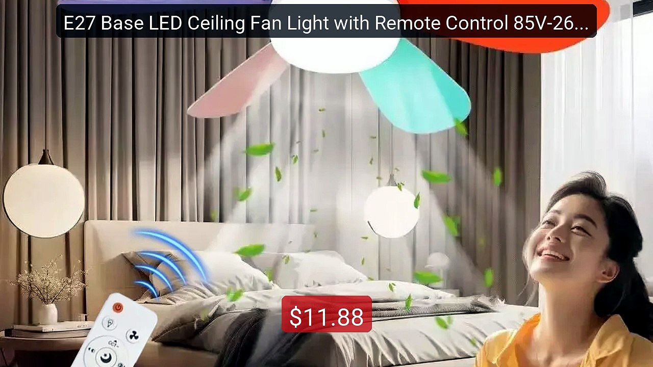 E27 Base LED Ceiling Fan Light with Remote Control 85V-265V Vo... -- Best Buy 2026 | Great Quality!