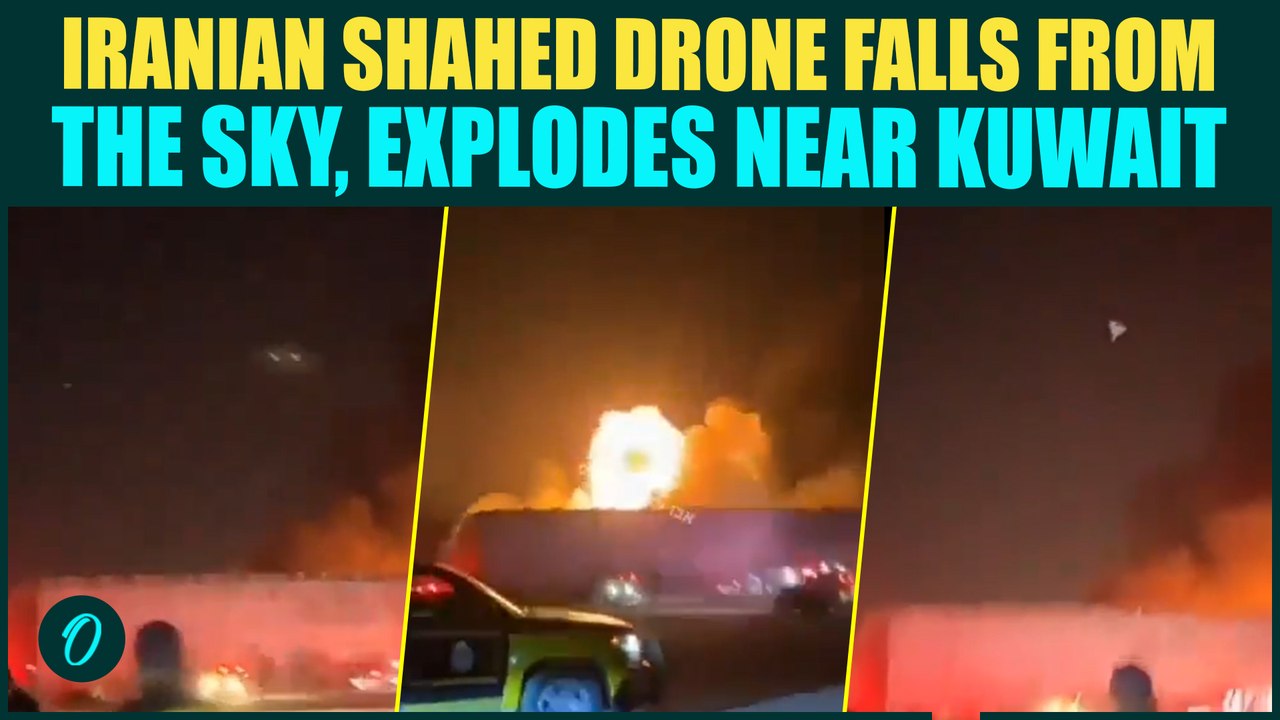 Iran BOMBS Kuwait RAW FOOTAGE: Iranian Shahed Drone FALLS From Sky, Slams US Base in Kuwait