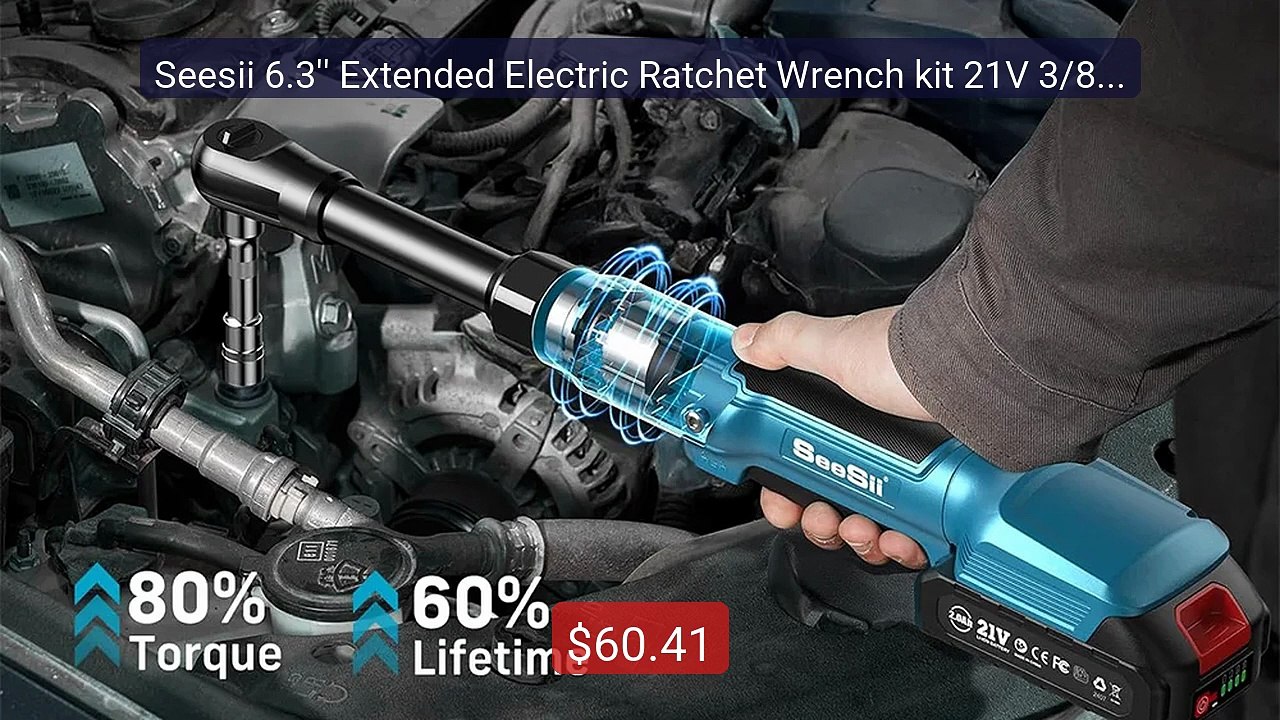 Seesii 6.3'' Extended Electric Ratchet Wrench kit 21V 3/8" Cor... -- Hot Deal 2026 | Limited Offer!