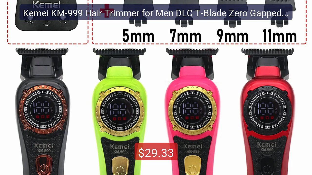 Kemei KM-999 Hair Trimmer for Men DLC T-Blade Zero Gapped LED ... -- Hot Deal 2026 | Limited Offer!