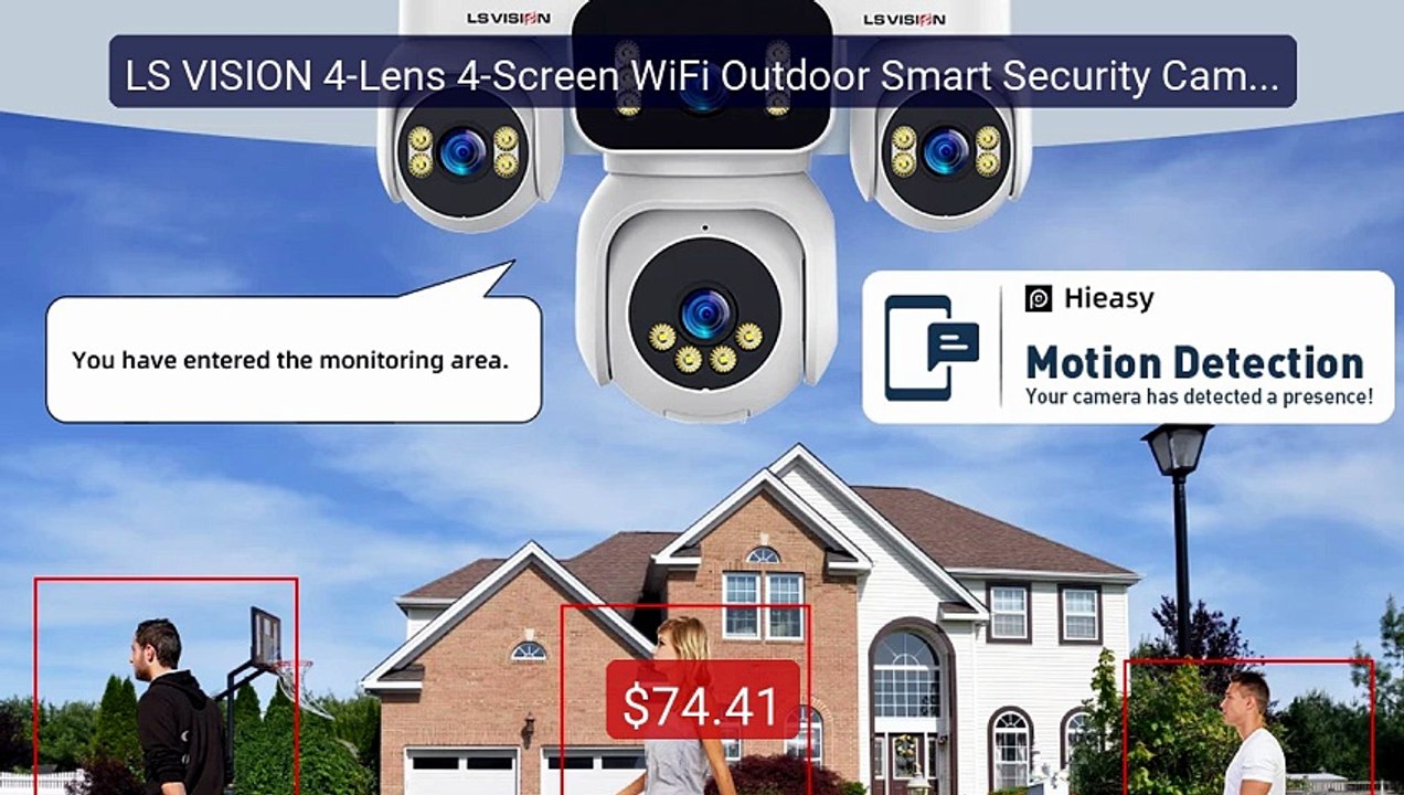 LS VISION 4-Lens 4-Screen WiFi Outdoor Smart Security Camera ... -- Amazing Value 2026 | Must Have!
