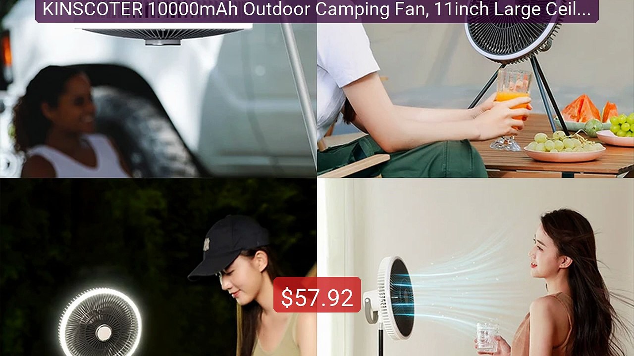 KINSCOTER 10000mAh Outdoor Camping Fan, 11inch Large Ceiling ... -- Amazing Value 2026 | Must Have!