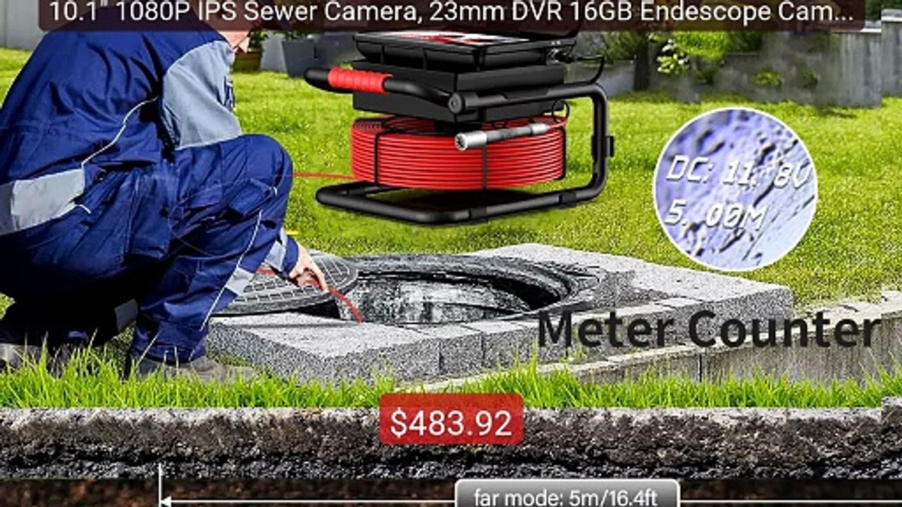 10.1" 1080P IPS Sewer Camera, 23mm DVR 16GB Endescope Camera with 5... -- Top Rated 2026 | Buy Now!