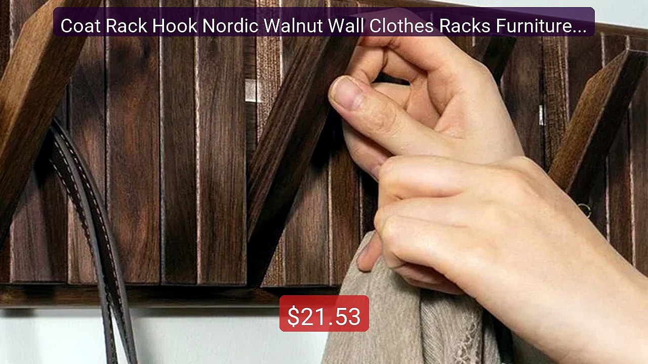 Coat Rack Hook Nordic Walnut Wall Clothes Racks Furniture f... -- Top Pick 2026 | Unbeatable Price!