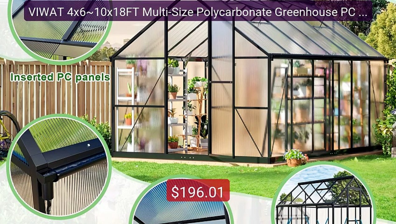 VIWAT 4x6~10x18FT Multi-Size Polycarbonate Greenhouse PC Panel... -- Hot Deal 2026 | Limited Offer!