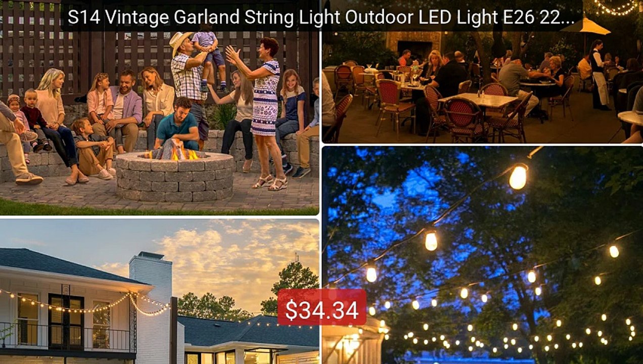 S14 Vintage Garland String Light Outdoor LED Light E26 220V 1... -- Amazing Value 2026 | Must Have!