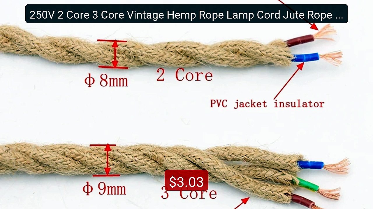 250V 2 Core 3 Core Vintage Hemp Rope Lamp Cord Jute Rope Twist... -- Hot Deal 2026 | Limited Offer!