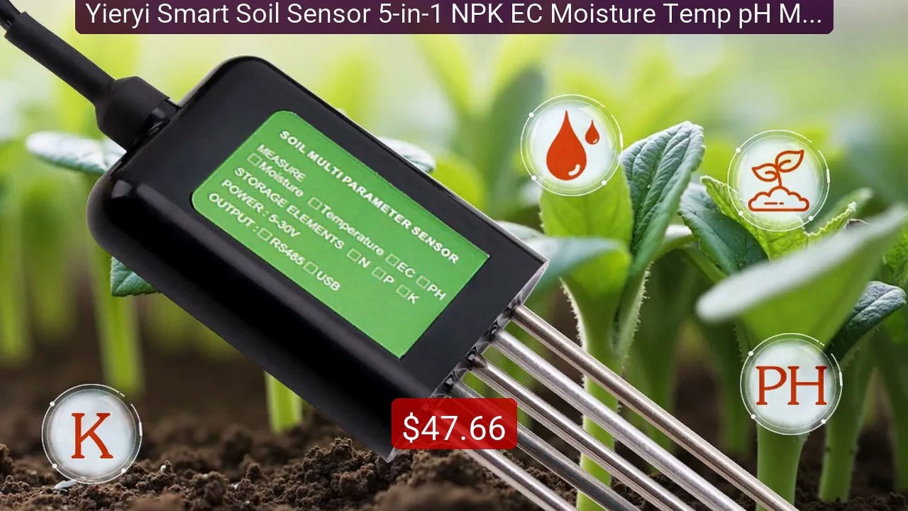 Yieryi Smart Soil Sensor 5-in-1 NPK EC Moisture Temp pH Meter ... -- Best Buy 2026 | Great Quality!