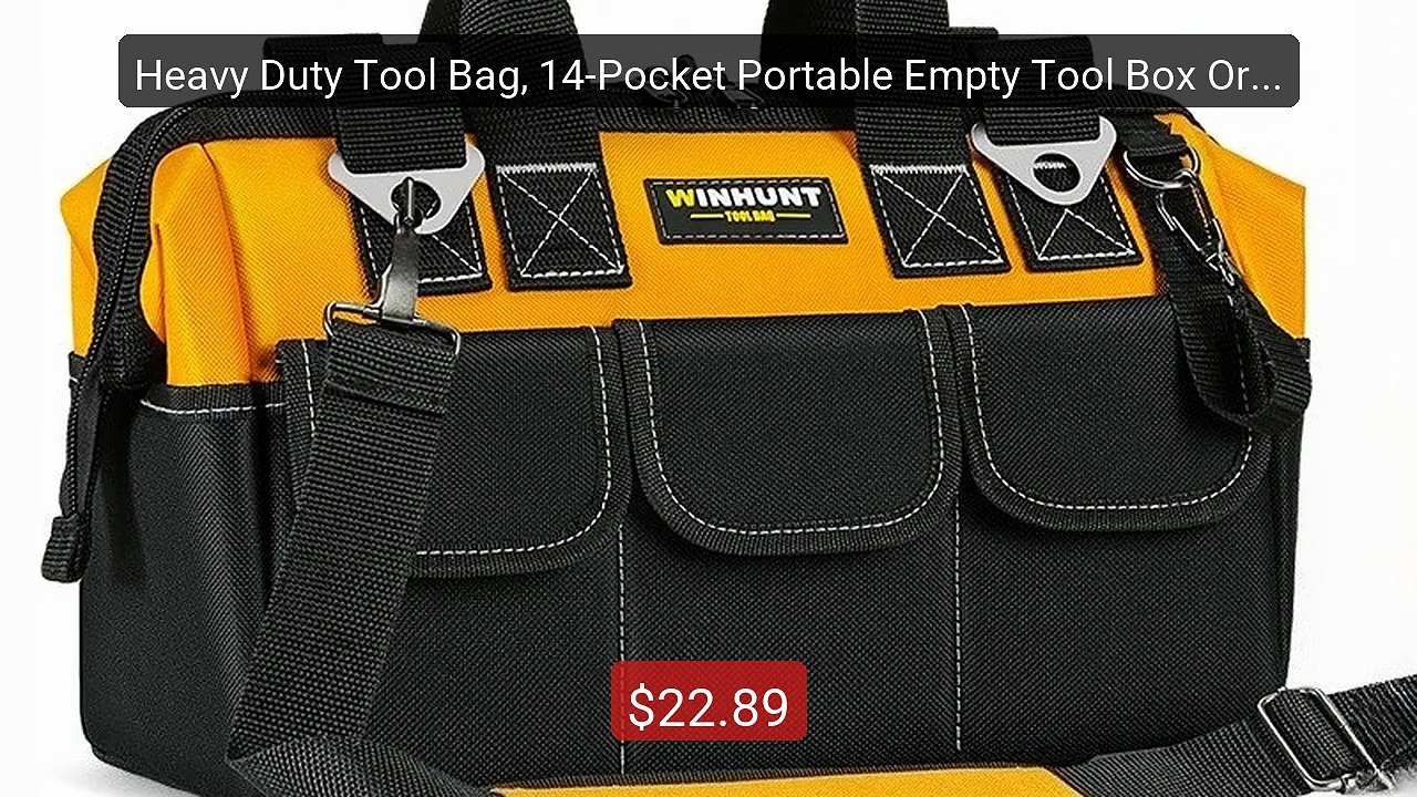 Heavy Duty Tool Bag, 14-Pocket Portable Empty Tool Box Organiz... -- Best Buy 2026 | Great Quality!