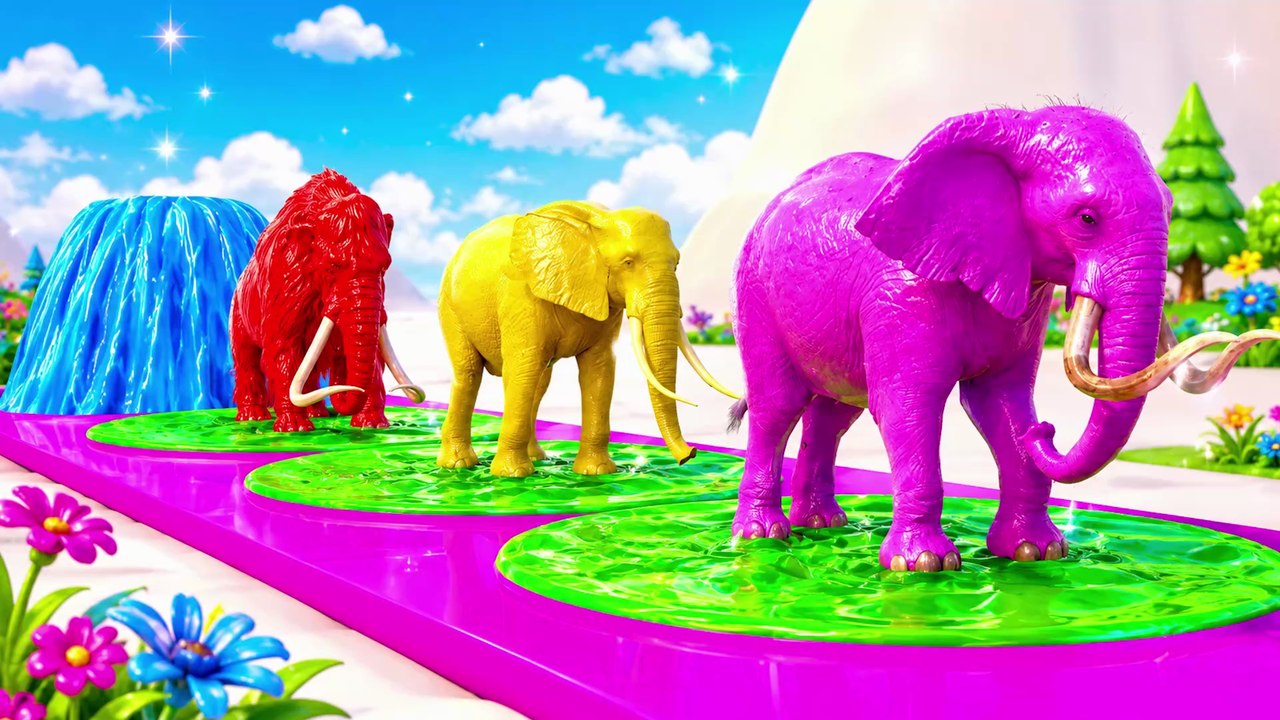 Paint Animals Mammoths and Elephants Size Comparison Fountain Crossing Animal Game Transformation thumnail