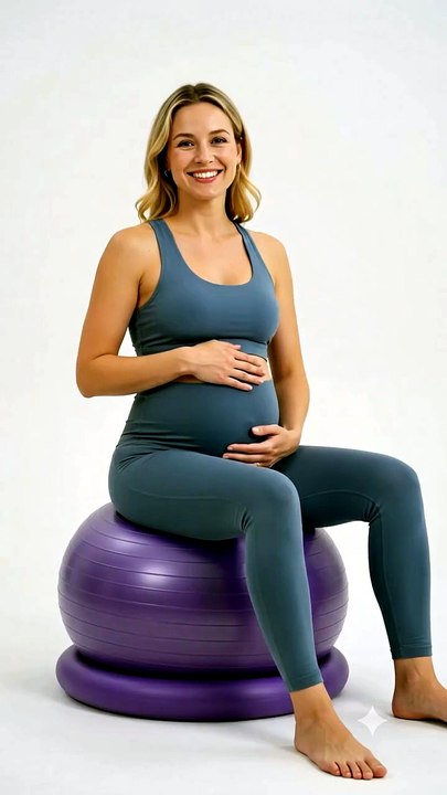 Anti-Burst Pregnancy Yoga Ball with Base, BPA-Free Birthing Ball for Pregnancy, Labor & Delivery, Exercise Ball for Back Pain Relief, Pelvic Floor Fitness, Stability Balance Ball for Women