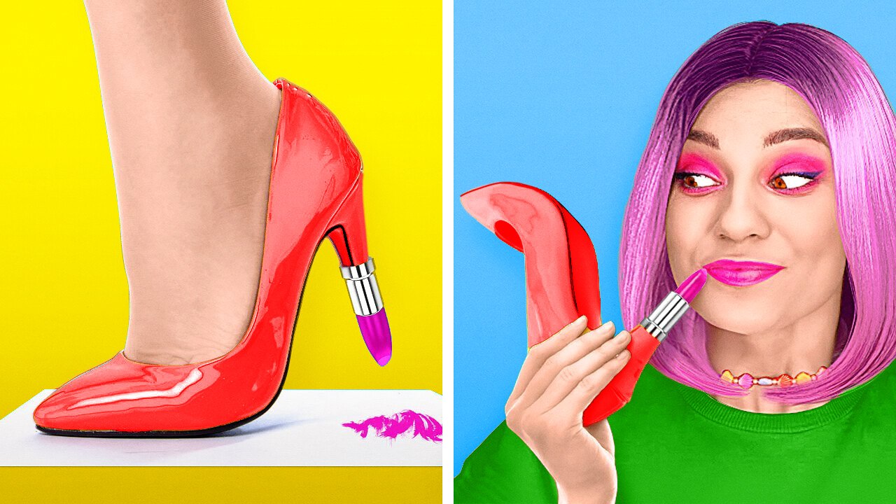 CRAZY WAYS TO SNEAK MAKEUP INTO CLASS || Back To School Beautiful Makeup and Supplies by 123 GO!GOLD