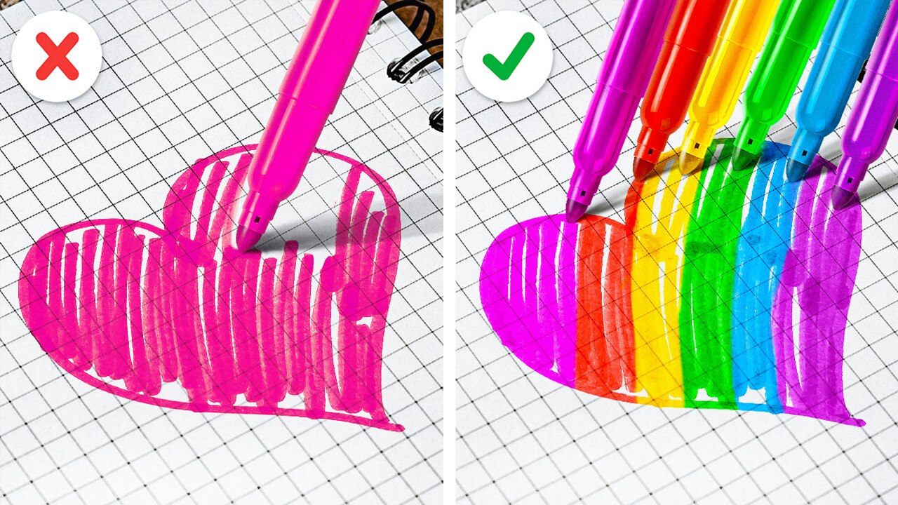 EASY DRAWING HACKS AND SCHOOL TRICKS || DIY Crafts You Need To Try By 123GO! GOLD