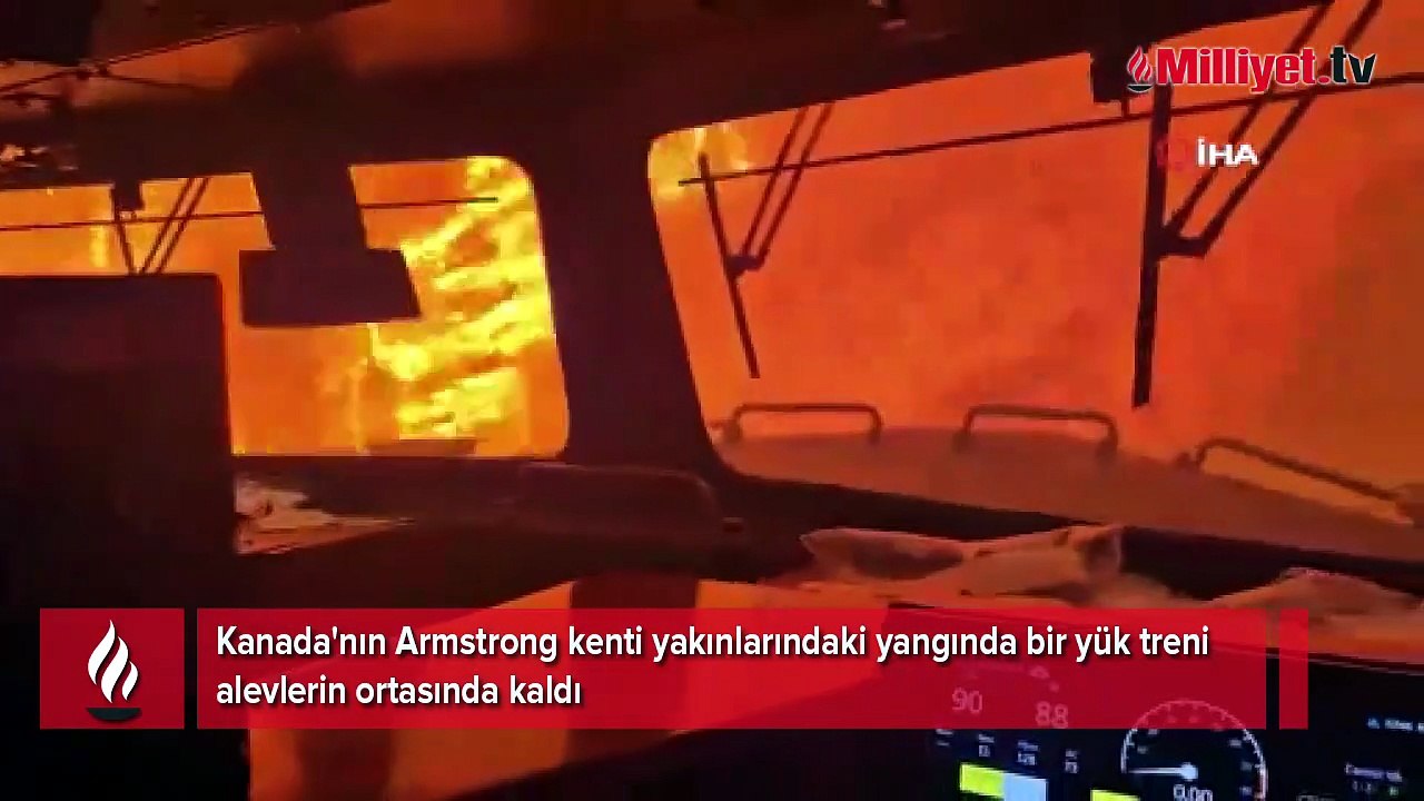 Yük treni alevlerin arasında kaldı! Kanada'da korkunç yangın