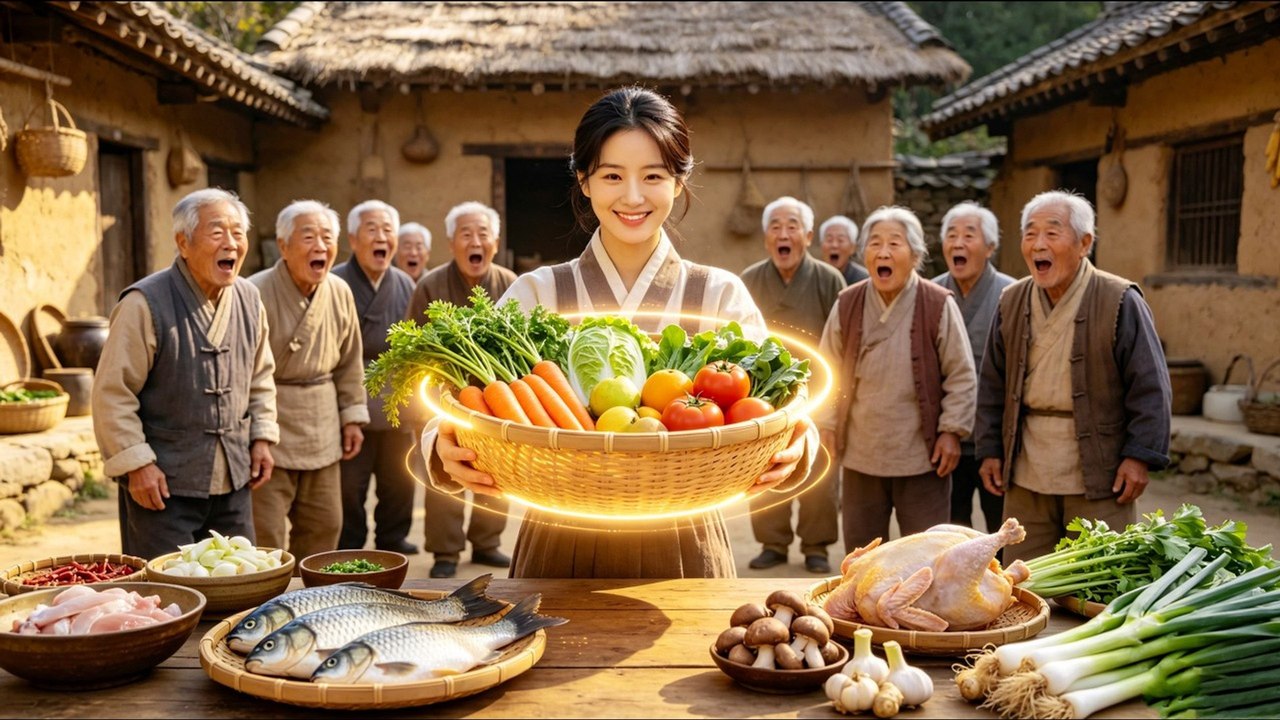 A girl time-travels to a famine era, gains a food space, and keeps her whole family fed on the run.