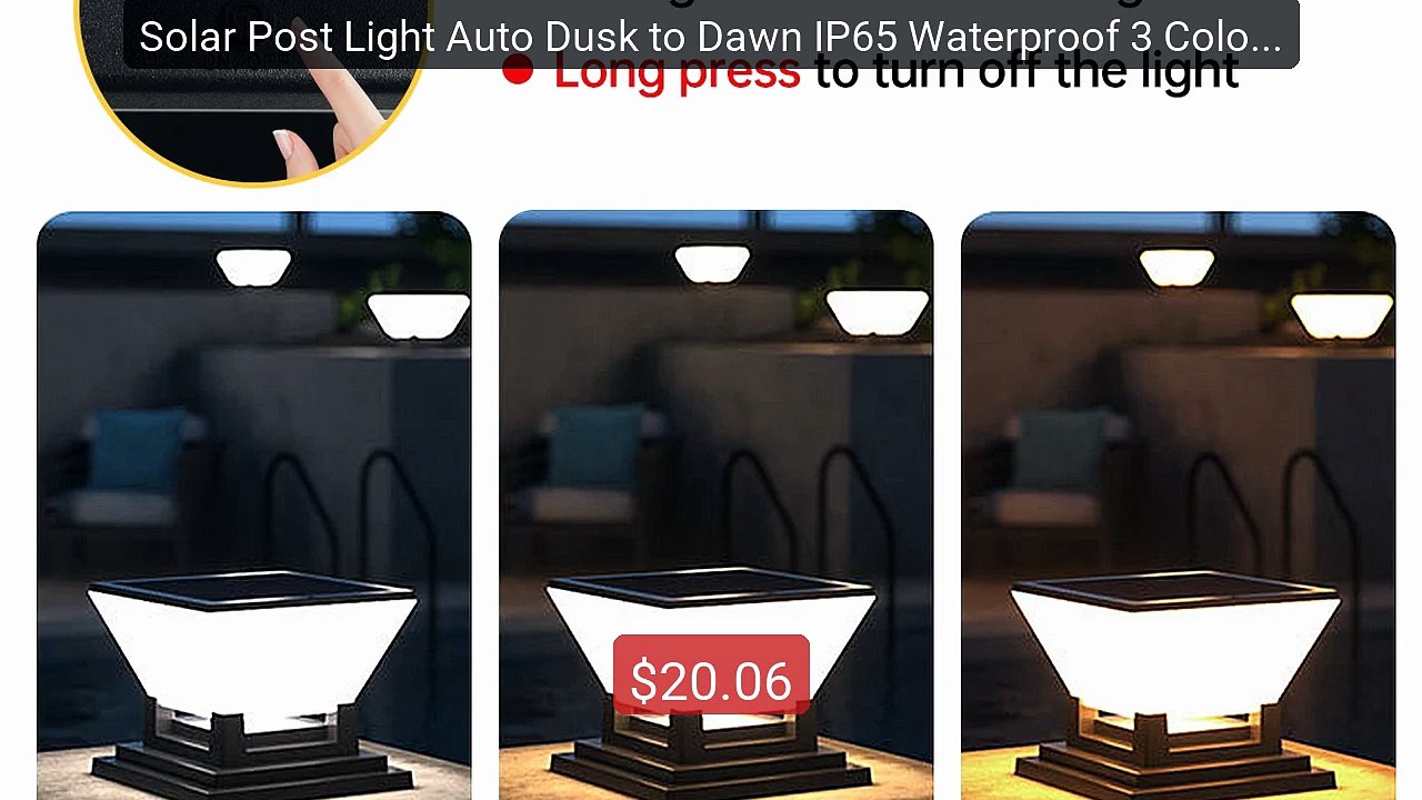 Solar Post Light Auto Dusk to Dawn IP65 Waterproof 3 Color Te... -- Amazing Value 2026 | Must Have!