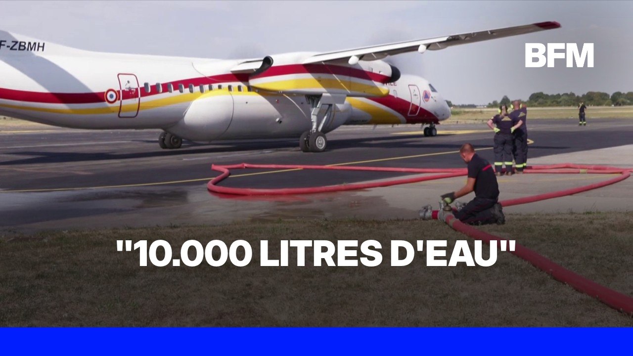 Fontainebleau: un avion Dash apporte son soutien aux Canadair pour combattre le feu