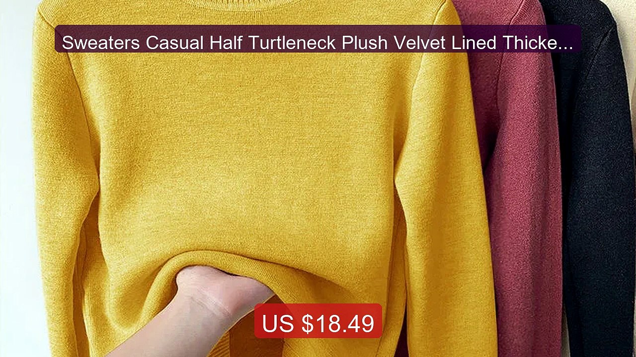 Sweaters Casual Half Turtleneck Plush Velvet Lined Thicken Knitted ... -- Top Rated 2026 | Buy Now!