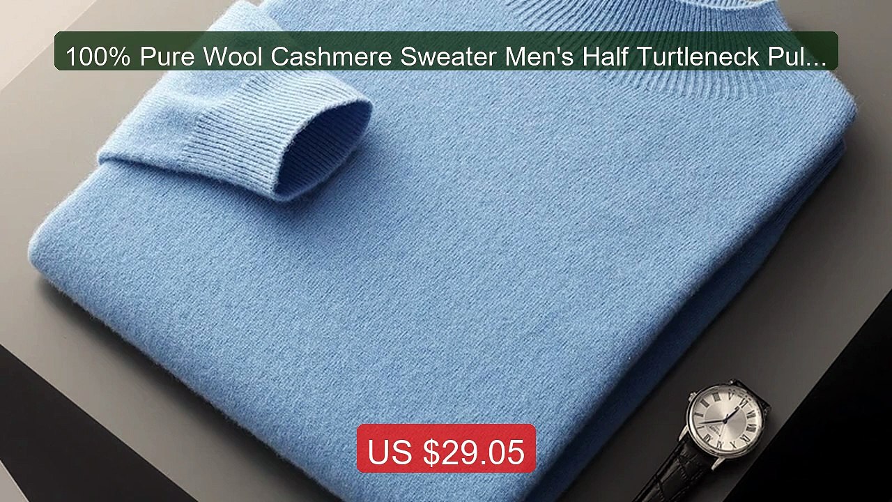 100% Pure Wool Cashmere Sweater Men's Half Turtleneck Pullove... -- Amazing Value 2026 | Must Have!