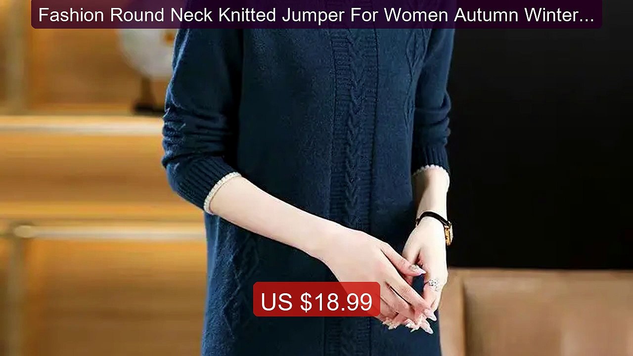Fashion Round Neck Knitted Jumper For Women Autumn Winter Long Slee... -- Top Rated 2026 | Buy Now!