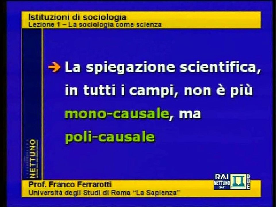 Sociologia generale - Lez 01 - La sociologia come scienza
