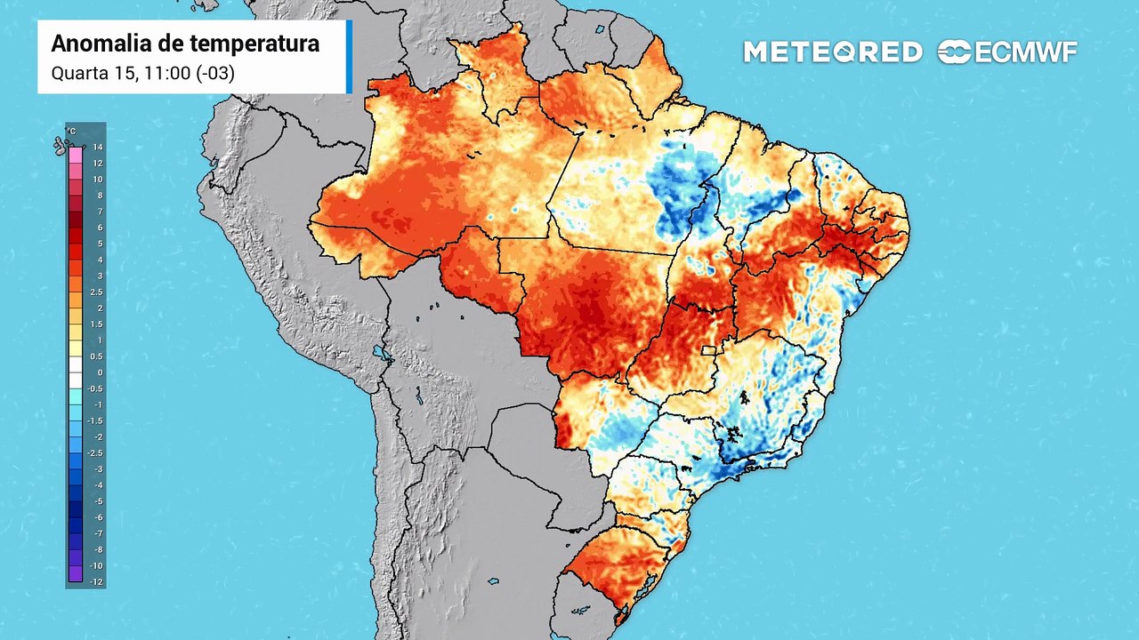 Quarta-feira, 15 de julho: Anomalia de temperatura.